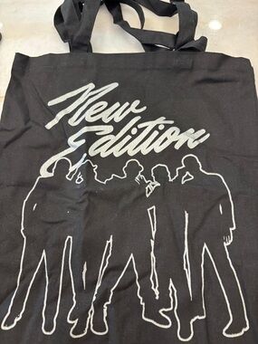 New Edition NE Black Silver Graphic Double Sided Tote Bag Music #O26